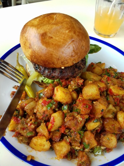 Lebanes lamb and halloumi burger