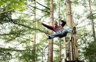 Go Ape Haldon Forest. Swinging on ropes in the trees